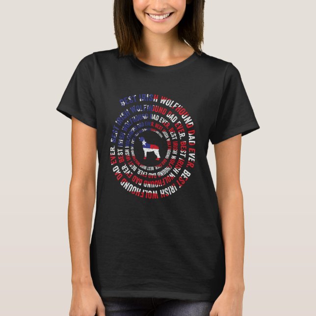 Mens Best Irish Wolfhound Dad Ever American Flag D T-Shirt (Front)