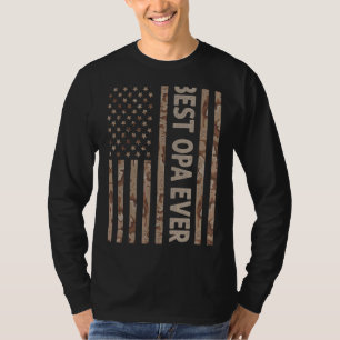 Mens Best Opa Ever Us American Flag Grandpa Fathe T-Shirt