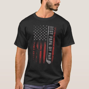Mens Best Papa By Par American Flag Golf Patriotic T-Shirt