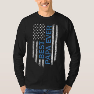 Mens Best Papa Ever American Flag Usa Flag Fathers T-Shirt