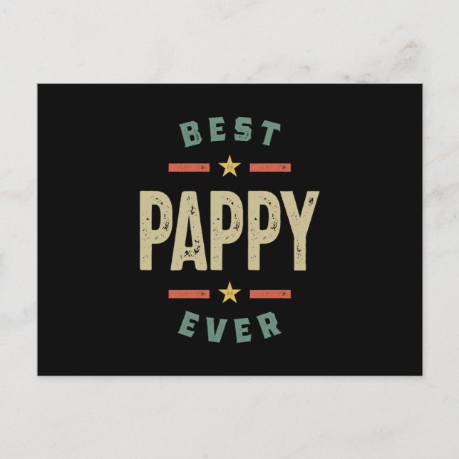 Mens Best Pappy Ever Father Grandpa Gift Postcard (Front)
