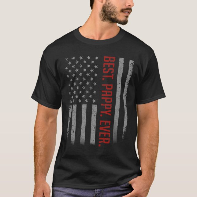 Mens Best Pappy Ever US American Flag Shirt Gift F (Front)