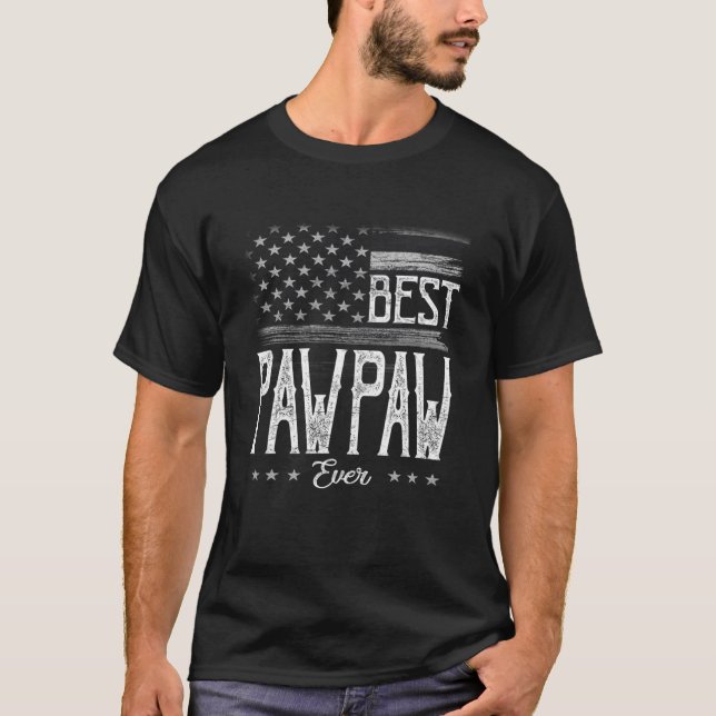 Mens Best Pawpaw Ever American Flag Grandpa Gift T-Shirt (Front)