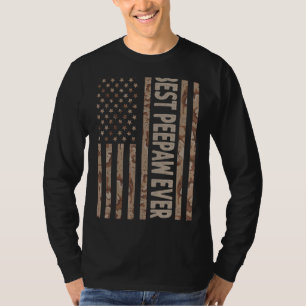 Mens Best Peepaw Ever Us American Flag  Grandpa Fa T-Shirt