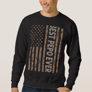 Mens Best Pepo Ever Us American Flag   Grandpa Fat Sweatshirt