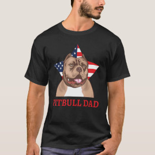 Mens Best Pitbull Dad Ever American Flag 4th Of Ju T-Shirt