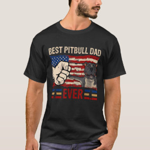 Mens Best Pitbull Dad Ever American Flag Dog  Owne T-Shirt