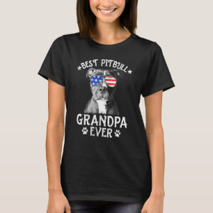 Mens Best Pitbull Grandpa Ever Dog Dad American Fl T-Shirt