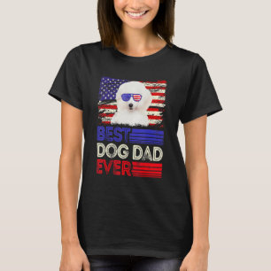 Mens Best Poodle Dad Ever American Flag Patriotic T-Shirt