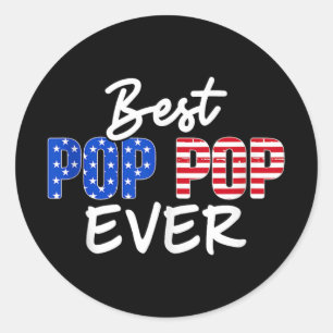 Mens Best Pop Pop American Flag Fathers Day Tank T Classic Round Sticker