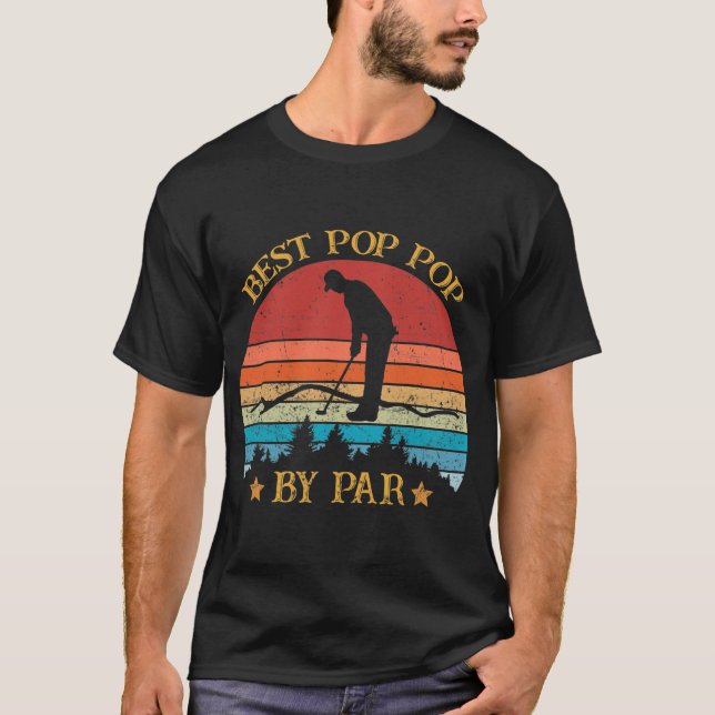 Mens Best pop pop By Par Father's Day Golf Lover T-Shirt (Front)