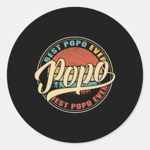 Mens Best Popo Ever Vintage Retro Funny Gifts Dad Classic Round Sticker