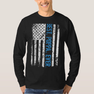 Mens Best Poppa Ever Us American Flag  For Father' T-Shirt