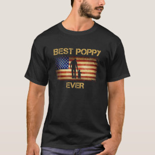 Mens Best Poppy Ever Vintage USA American Flag Gra T-Shirt