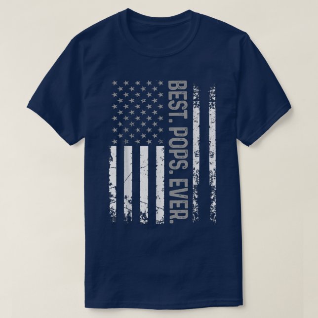 Mens Best Pops Ever Flag Father's Day American Pat T-Shirt (Design Front)