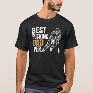 Mens Best Pucking Dad Ever Retro Ice Hockey Coach  T-Shirt