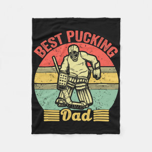 Mens Best Pucking Dad Hockey Retro Vintage Ice Hoc Fleece Blanket