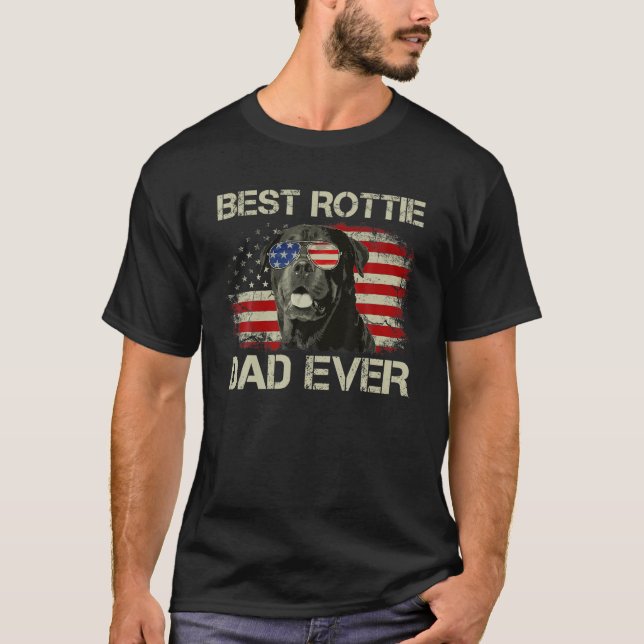 Mens Best Rottie Dad Ever Tshirt Rottweiler Americ (Front)