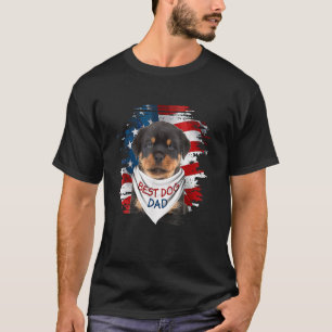 Mens Best Rottweiler Dad Ever American Flag Dog Fa T-Shirt