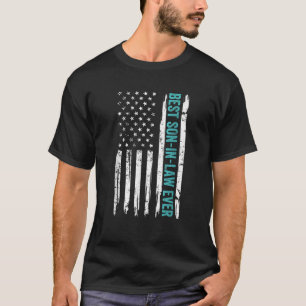 Mens Best Son In Law Ever American Flag Fathers Da T-Shirt