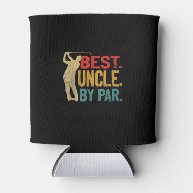 Mens Best Uncle By Par Retro Fathers Day Gifts Can Cooler (Front)