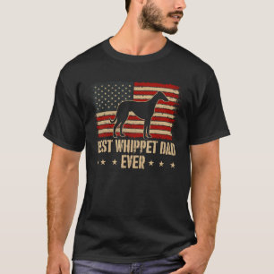 Mens Best Whippet Dad Ever Dog  American Flag T-Shirt