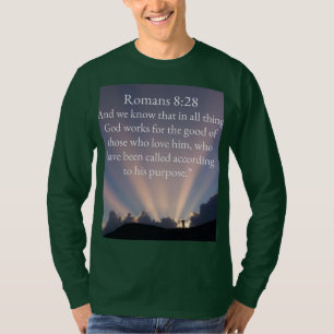 Mens Bible Verse Romans 8:28 Bible Long Sleeve Tee