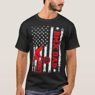 Mens Bike Rider Vintage American Flag BMX Dad Fath T-Shirt