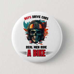 Mens Biker Real Men Ride 2 Inch Round Button