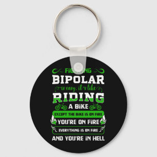 Mens Bipolar Fighter Mania Mental Disorder Anxiety Keychain