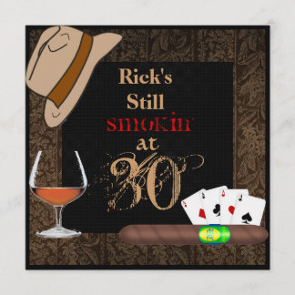 MENS Birthday Cigars,Poker FEDORA Hat INVITATIONS