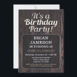 Mens Birthday Party Invitation For Man Adult Male<br><div class="desc">This rustic wood birthday party invitation features a brown dark wood background with a seemingly glowing text box. A masculine men's birthday invite,  perfect for 20th 21st 30th 35th 40th 45th 50th 55th 60th 65th 70th 75th 80th 85th 90th and any age!</div>
