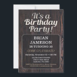 Mens Birthday Party Invitation For Man Adult Male<br><div class="desc">This rustic wood birthday party invitation features a brown dark wood background with a seemingly glowing text box. A masculine men's birthday invite,  perfect for 20th 21st 30th 35th 40th 45th 50th 55th 60th 65th 70th 75th 80th 85th 90th and any age!</div>
