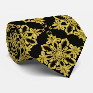 Men's Black and Faux Gold Pattern Tie