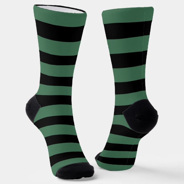 Mens Black And Green Striped Dress Socks (Angled)