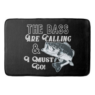 Men's Black Bass Fishing Quote Bathmat