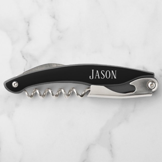 Men's Black Custom Monogram Corkscrew (Back)
