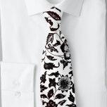Men's Black Floral and Leaves Botanical Tie<br><div class="desc">Designed with black vine flowers and leaves,  black backdrop 
ZarallaCreations©</div>