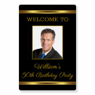 Mens Black Gold Birthday Party Welcome Sign