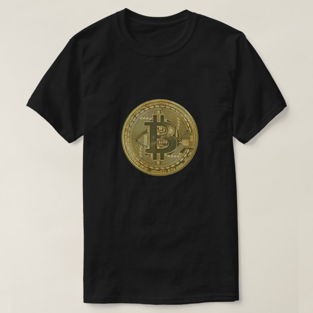 Mens Black Gold Bitcoin T-shirt (Design Front)