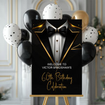 Mens Black Gold Tuxedo Affiche de bienvenue d'anni