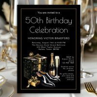 Mens Black Gold Upscale Birthday