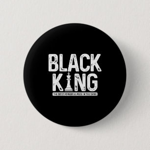 Mens black king chess history month juneteenth 2 inch round button