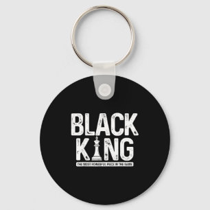 Mens black king chess history month juneteenth keychain