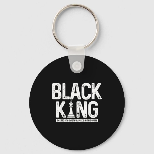 Mens black king chess history month juneteenth keychain (Front)