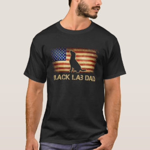 Mens Black Lab Dad Vintage American Flag Patriotic T-Shirt