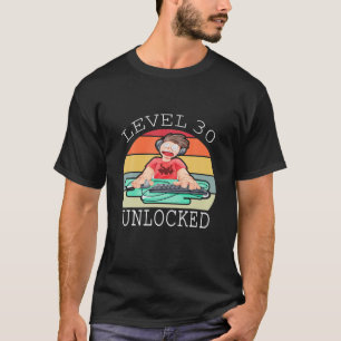 Men's Black Level30 Unlocked Funny Video Gamer 30T T-Shirt