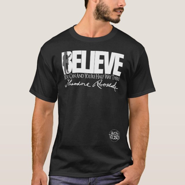 Men's Black Short Sleeve "Believe" Teddy Roosevelt T-Shirt (Front)