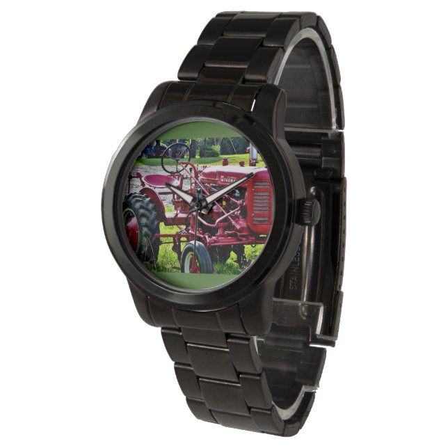 Men's Black Stainless steel Tractor watch (Angled)