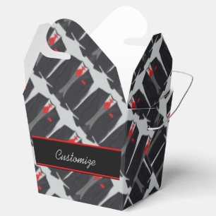 Men's Black Suit and Red Tie Take Out Favour Box